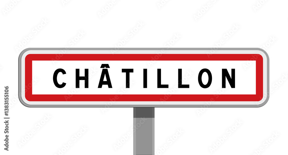 Panneau sur poteau central de Châtillon, Hauts-de-Seine, Île-de-France Panneau sur poteau central de Châtillon, Hauts-de-Seine, Île-de-France