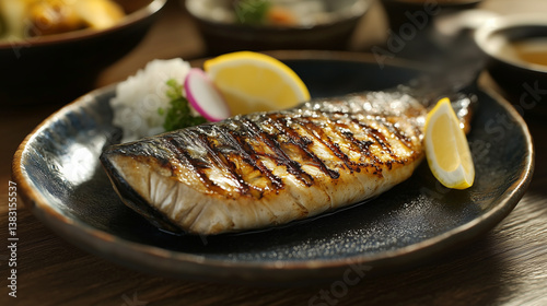 Traditional Japanese Dish Crispy Grilled Fish