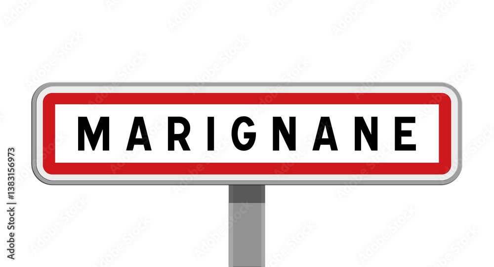 Panneau sur poteau central de Marignane, Bouches-du-Rhône, Provence-Alpes-Côte d’Azur Panneau sur poteau central de Marignane, Bouches-du-Rhône, Provence-Alpes-Côte d’Azur