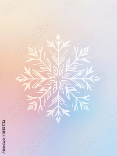 Geometric minimalistic snowflake logo on soft gradient winter background evokes a clean, modern festive aesthetic for seasonal celebrations