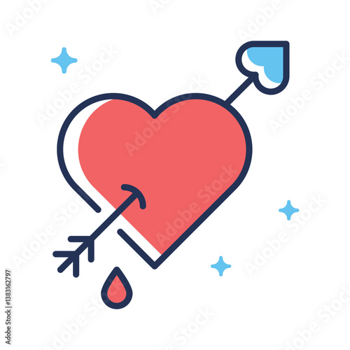 A handy linear style icon depicting cupid heart