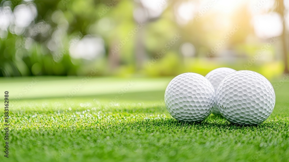 Naklejka premium Golf Balls on Green Course