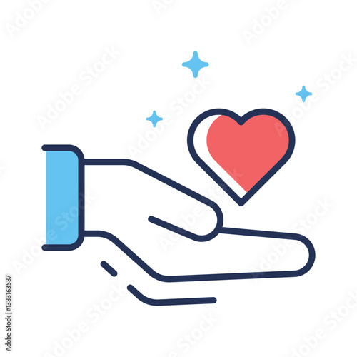 Hand giving love icon amazingly designed in outline style