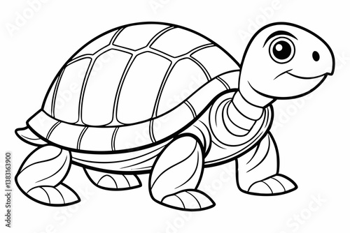 Coloring page line art the turtle black vector