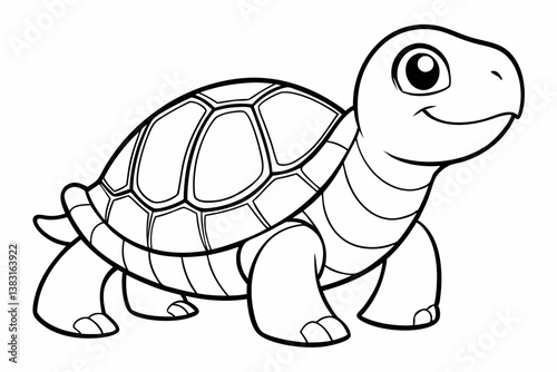 Coloring page line art the turtle black vector