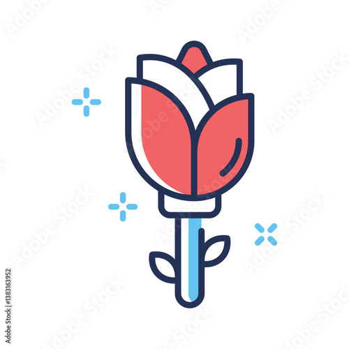 Check out out premium outline style icon of valentine rose