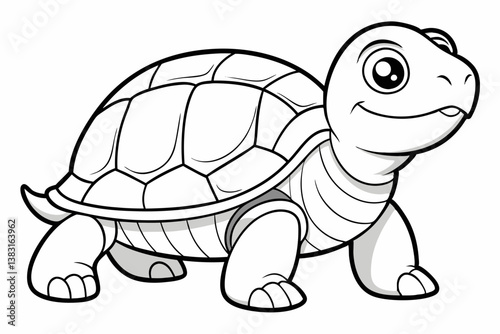 Coloring page line art the turtle black vector