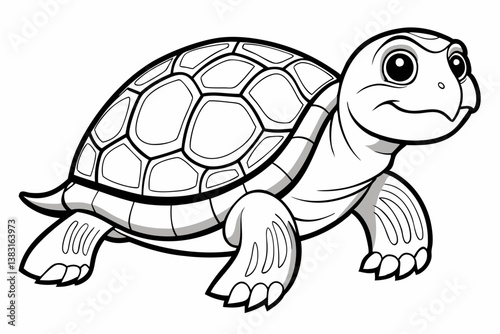 Coloring page line art the turtle black vector