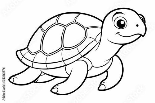 Coloring page line art the turtle black vector