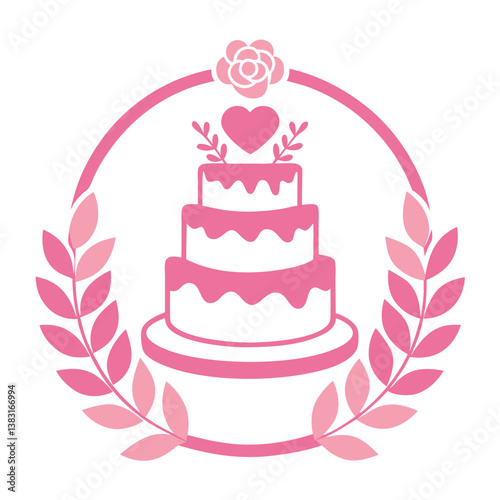 vector love cake wedding bakery logo template