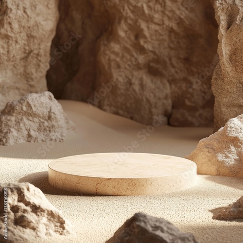 Empty pedestal in desert
