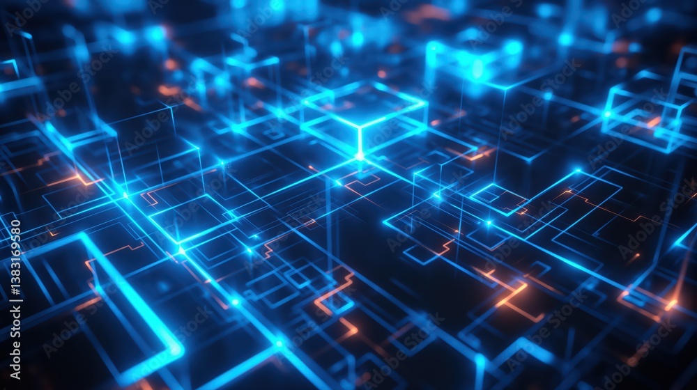 An isometric digital information network showcasing AI, Big Data, and Blockchain technologies is suitable for UI design and data-driven graphics. An isometric digital information network showcasing AI, Big Data, and Blockchain technologies is suitable for UI design and data-driven graphics.