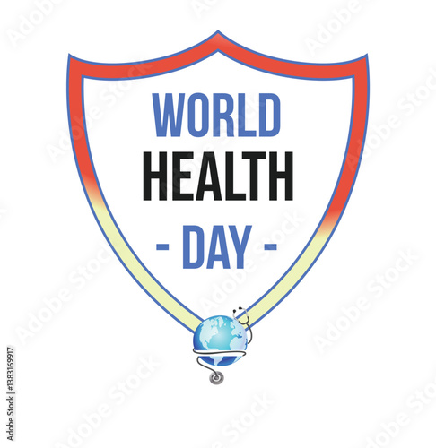 World Health Day Concept Art Vector – Earth with Heart and Cross Medical Symbol EPS

