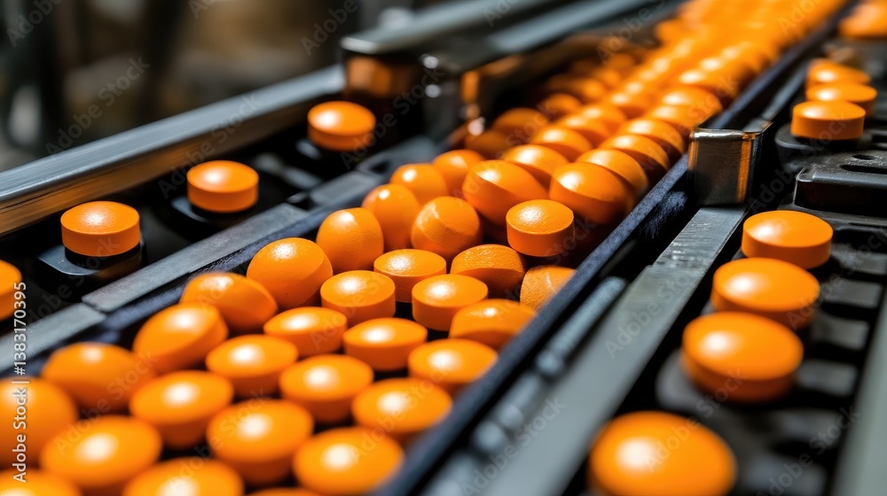 Industrial pill coating machine applying a protective layer to tablets. Industrial pill coating machine applying a protective layer to tablets.
