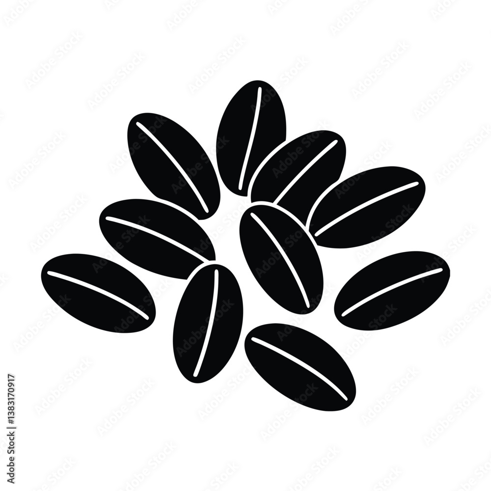 Naklejka premium black sunflower-seeds on a white background