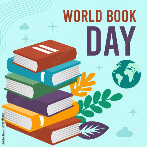 world book day commemoration poster, vector, illustration book Adobe Illustrator Artwork 	