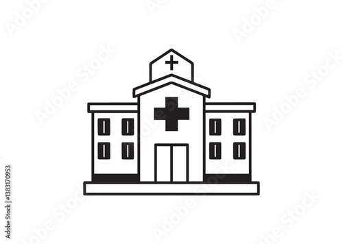 Hospital building silhouette Vector