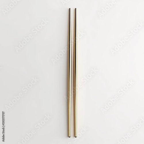 Gold chopsticks on white background