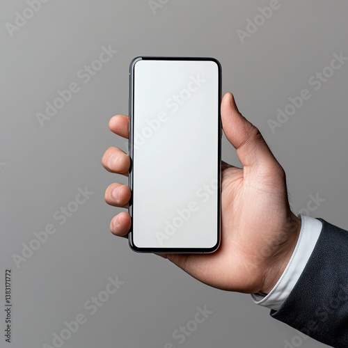 Hand holding blank screen smartphone