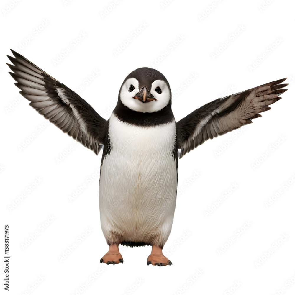 Fototapeta premium A Penguin Spreading Its Wings as If Ready to Take Flight, Exuding Confidence and Freedom