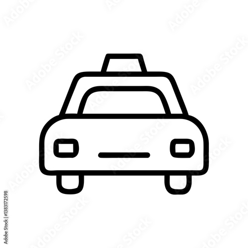 Taxi icon outline in simple design on white background  
