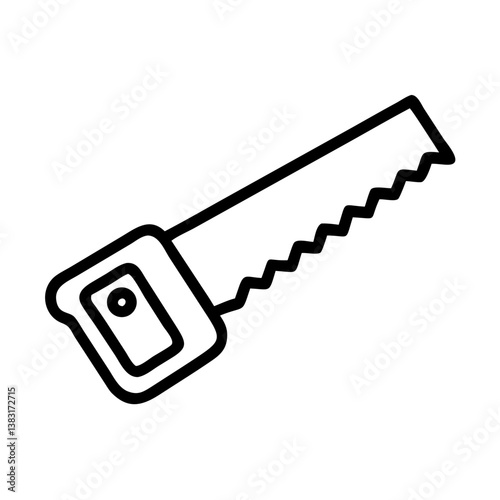 Hand Saw Icon Outline for Carpentry  