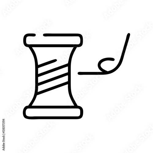 Thread spool with needle icon design in simple style  