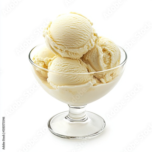 Creamy vanilla ice cream in a glass dish