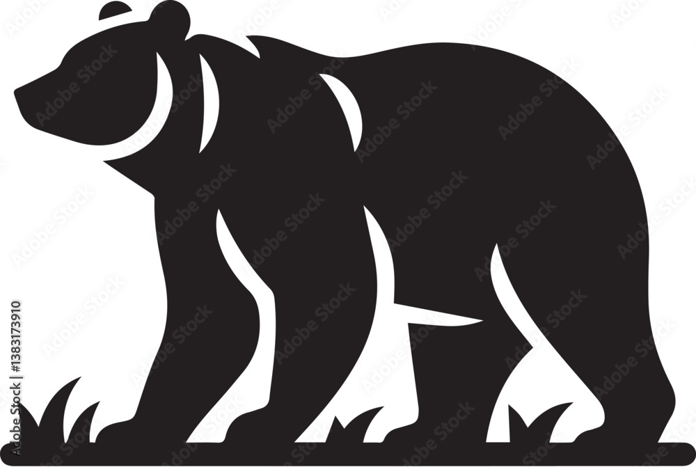 Obraz premium Bear bear silhouette flat vector icon