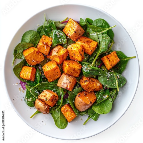 Roasted Sweet Potato Salad with Spinach
