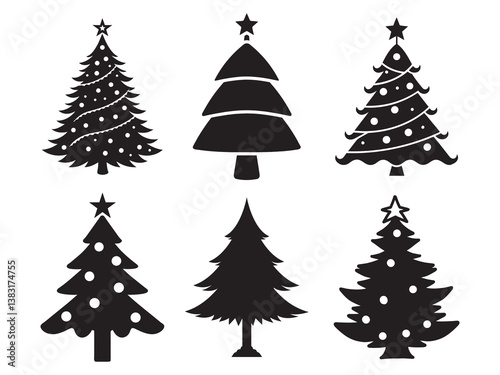 Christmas Tree Vector Set Festive Holiday Collection
