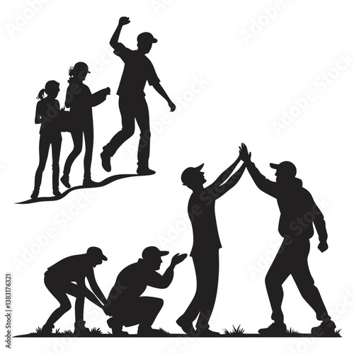 silhouette team building and more on white background