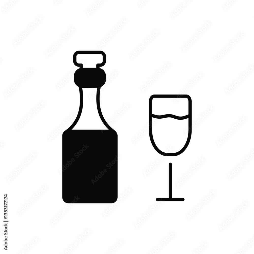 CHAMPAGNE vector icon stock illustration CHAMPAGNE vector icon stock illustration