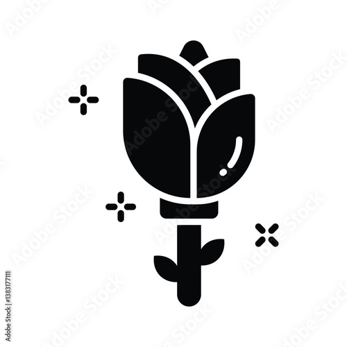 Check out out premium glyph style icon of valentine rose