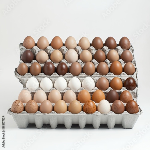 Eggs in carton, various shades
