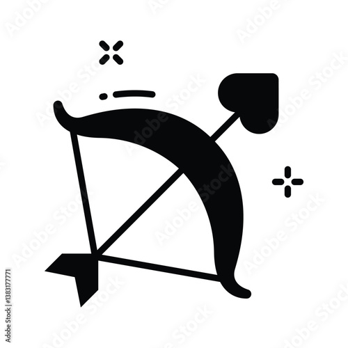 A captivating glyph style icon of cupid bow arrow