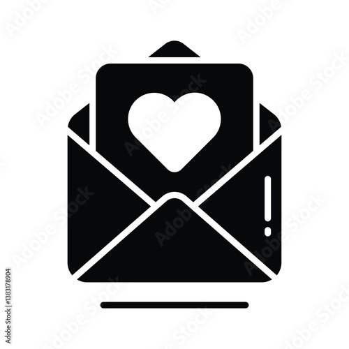 A customizable glyph style icon of love letter envelope