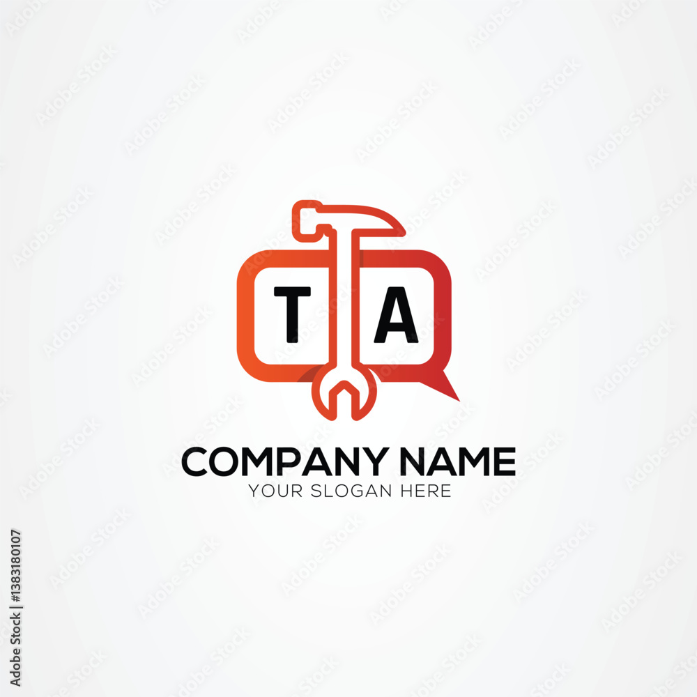 Fototapeta premium Services Icon or Chat Logo With Letter TA Logo Isolated Vector Illustration