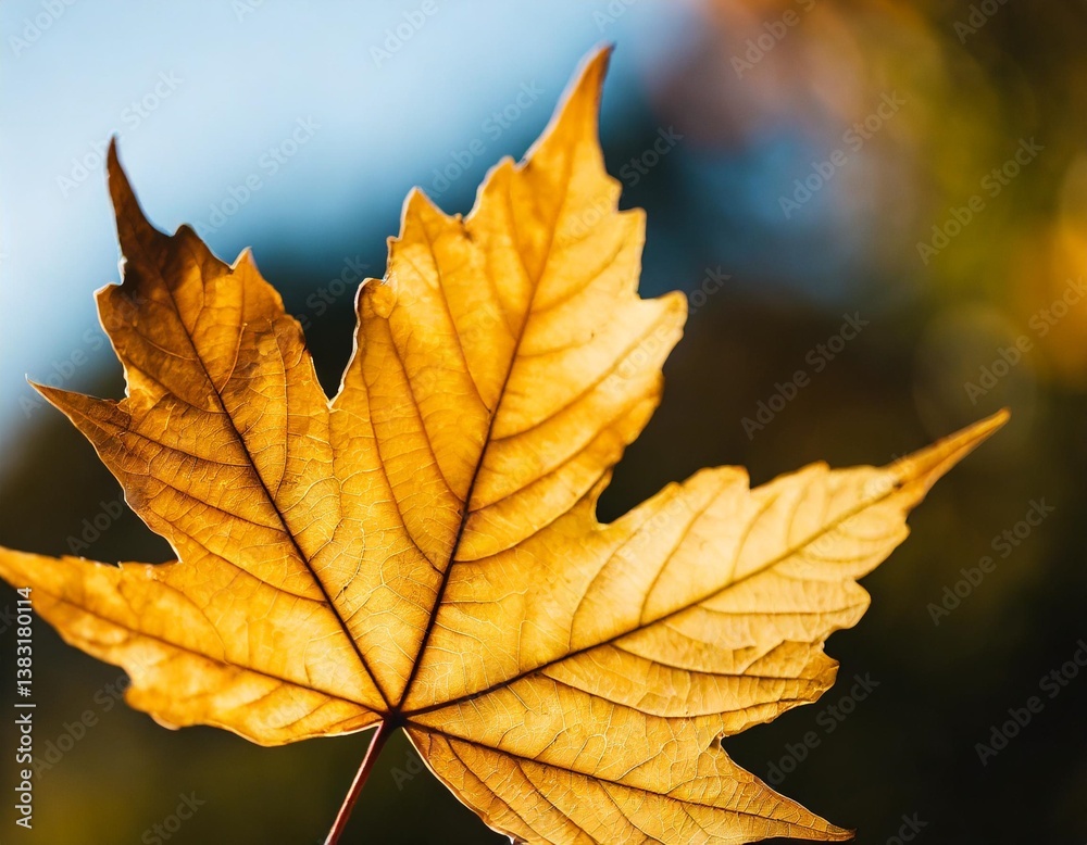 Golden Autumn Leaf Extracted Perfectly with Intricate Veins and Warm Seasonal Glow Golden Autumn Leaf Extracted Perfectly with Intricate Veins and Warm Seasonal Glow