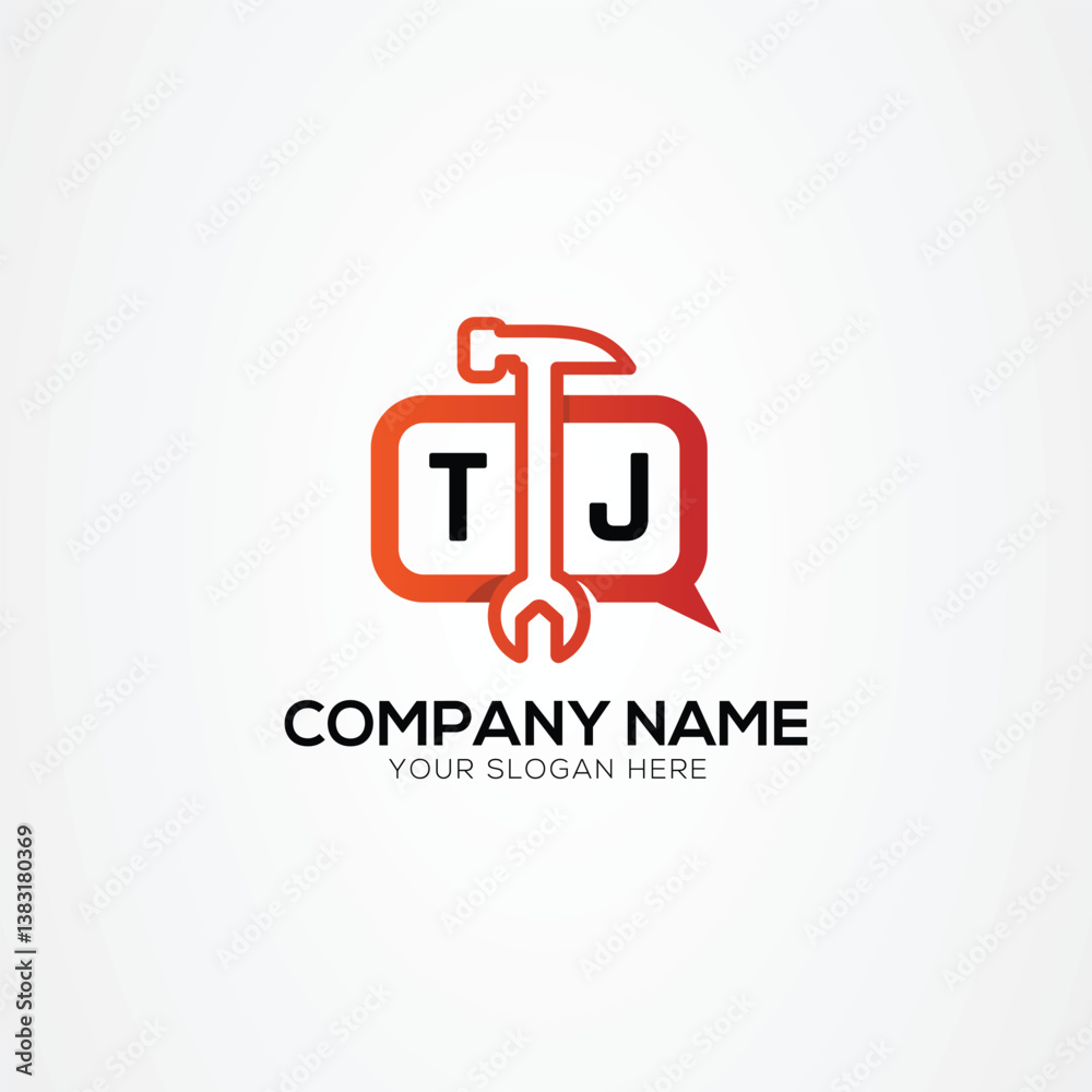 Fototapeta premium Services Icon or Chat Logo With Letter TJ Logo Isolated Vector Illustration