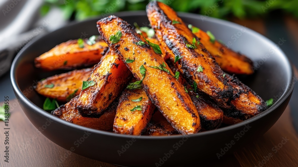 Crisp baked pumpkin wedges, perfectly seasoned and garnished with fresh herbs, create an inviting and delectable dish for any dining occasion, showcasing comfort food. Crisp baked pumpkin wedges, perfectly seasoned and garnished with fresh herbs, create an inviting and delectable dish for any dining occasion, showcasing comfort food.