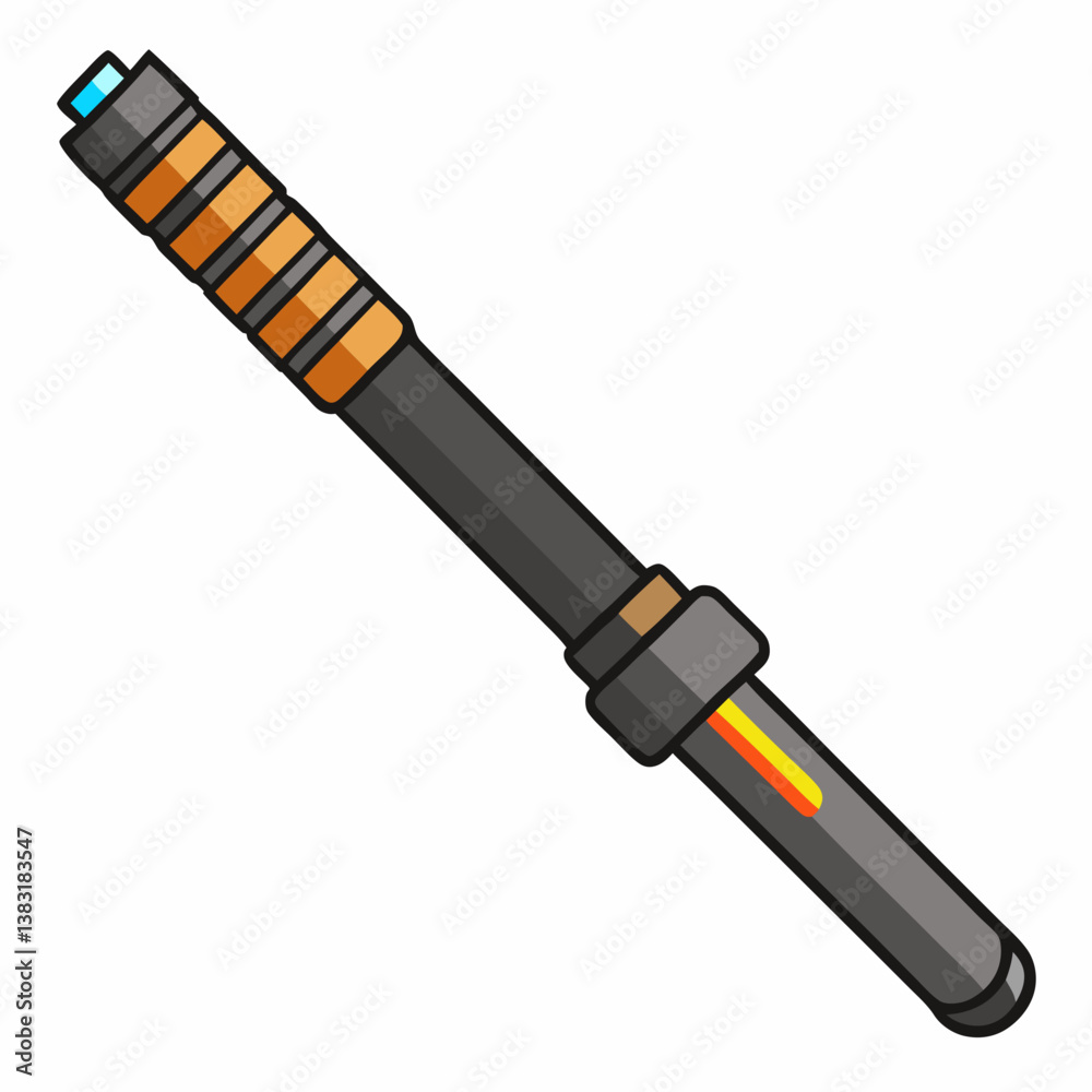 A black and yellow sword featuring a distinct yellow handle, showcasing a striking color contrast and sleek design. A black and yellow sword featuring a distinct yellow handle, showcasing a striking color contrast and sleek design.