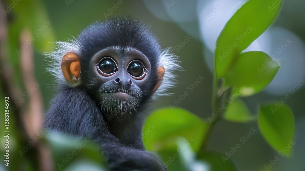 Obraz premium Wild dusky leaf monkey in its natural habitat