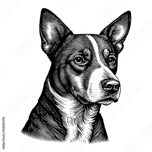 Serious Engraved Dog Portrait Vintage Engraved Animal. Ink style, hand drawn illustration. vector illustration.