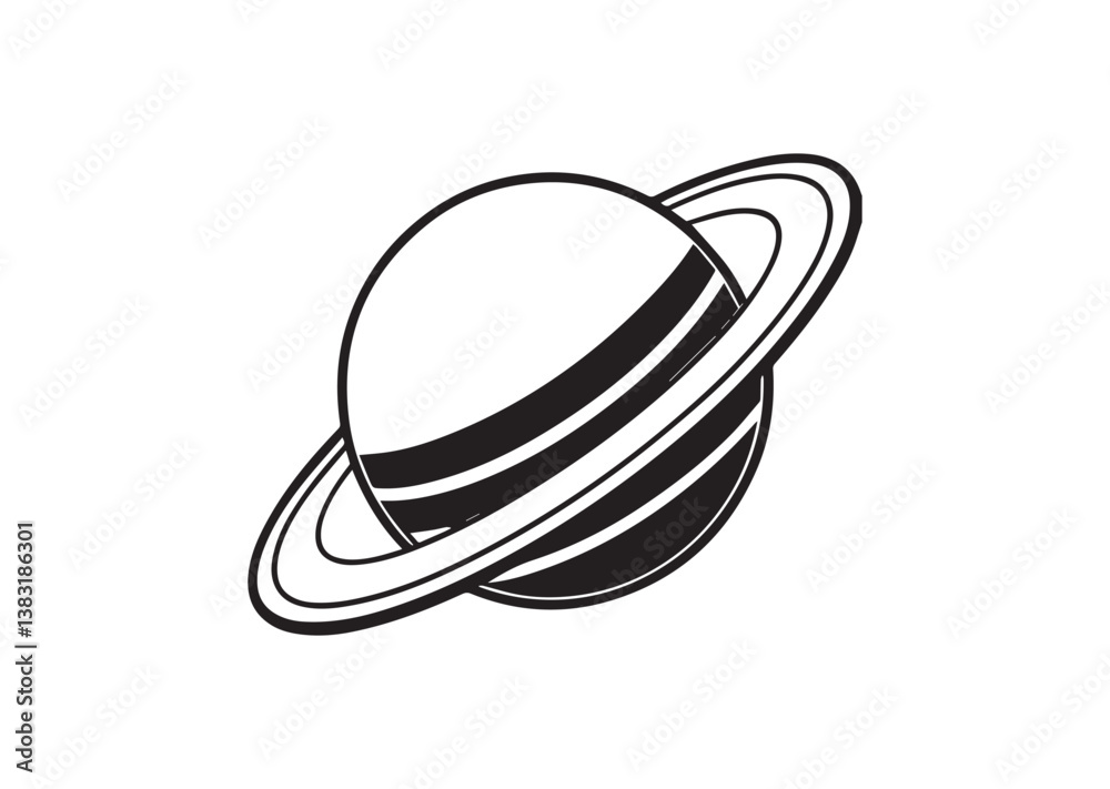Planet Saturn with planetary ring vector cosmos and planet silhouette Vector Planet Saturn with planetary ring vector cosmos and planet silhouette Vector