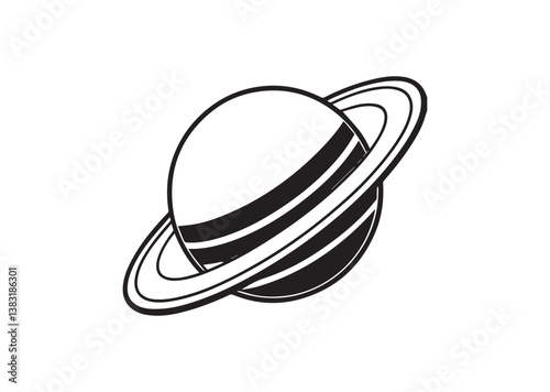 Planet Saturn with planetary ring vector cosmos and planet silhouette Vector