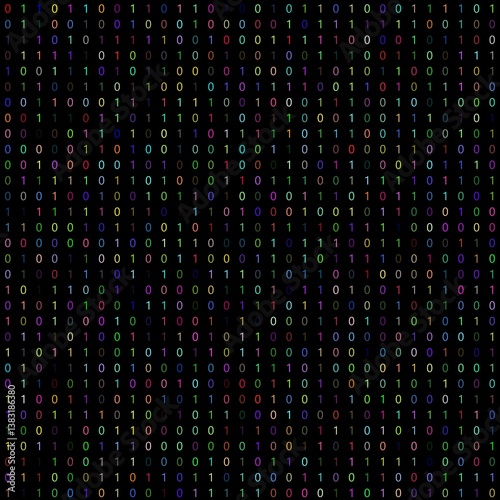 1024 numbers zero and one of the binary system without a precise sequence  on a black background ideal as a concept of data encryption and computer code on a matrix of 32x32