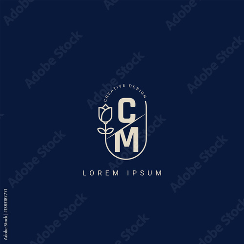 Letter CM and MC creative logo with beauty floral concept premium vector