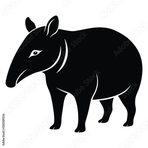 Black silhouette tapir 