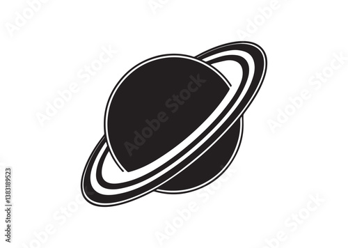 Planet Saturn with planetary ring vector cosmos and planet silhouette Vector